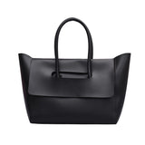 Structured Flap Tote in black, front view