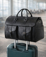 Black Folding Weekender in use