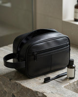 Black PU Dopp Kit in use