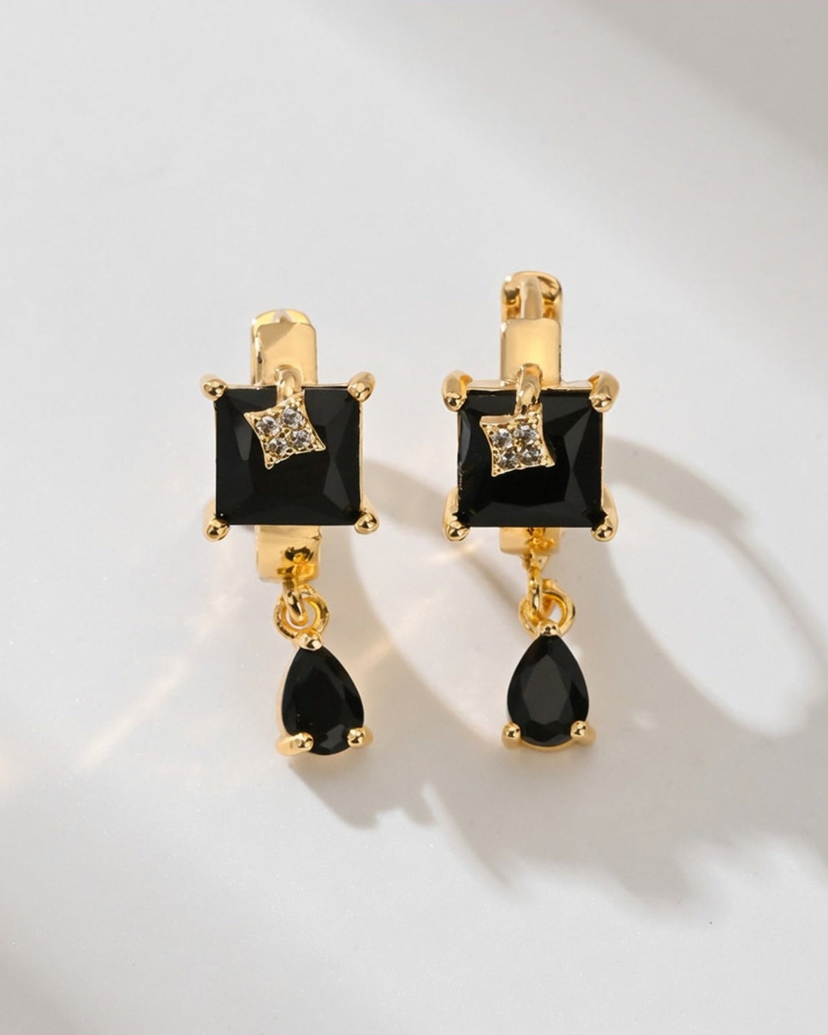Black Square Drop Earrings collection card