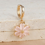 Product photo of the Gold / Pink flower mini hoop earring