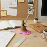 Pink Ice Cream Pen Holder holding one pen on a desk.