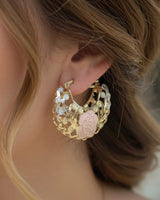 Hollow Rosette Hoops shown in use