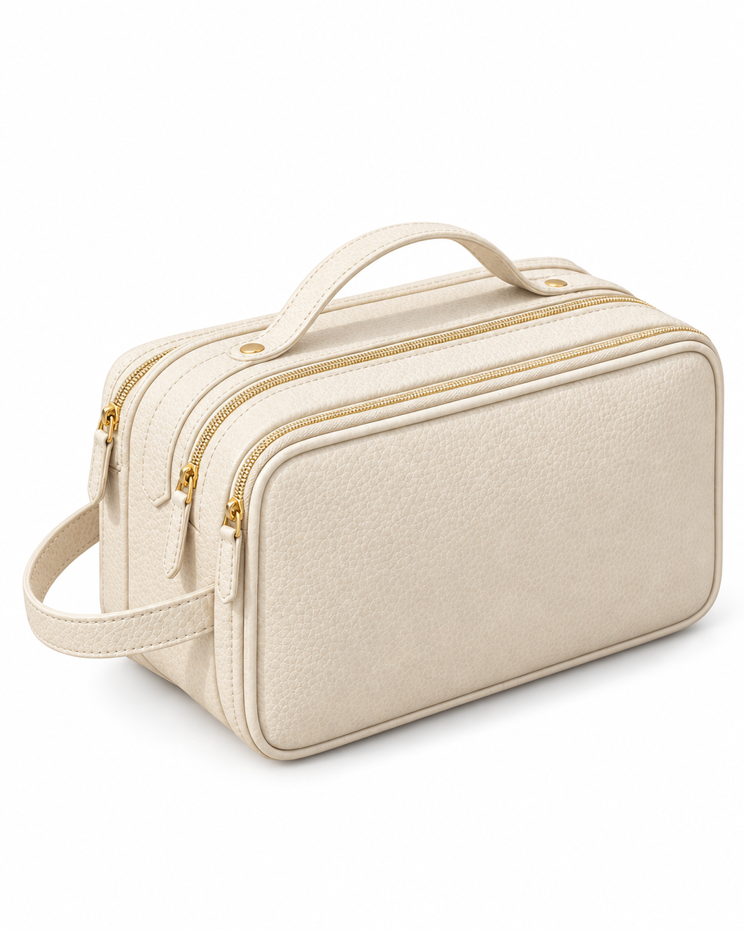 Hanging toiletry bag on a white background