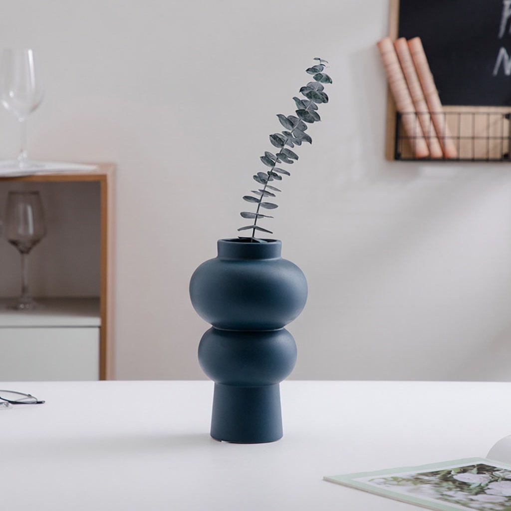 Stacked Blue Ceramic Vase