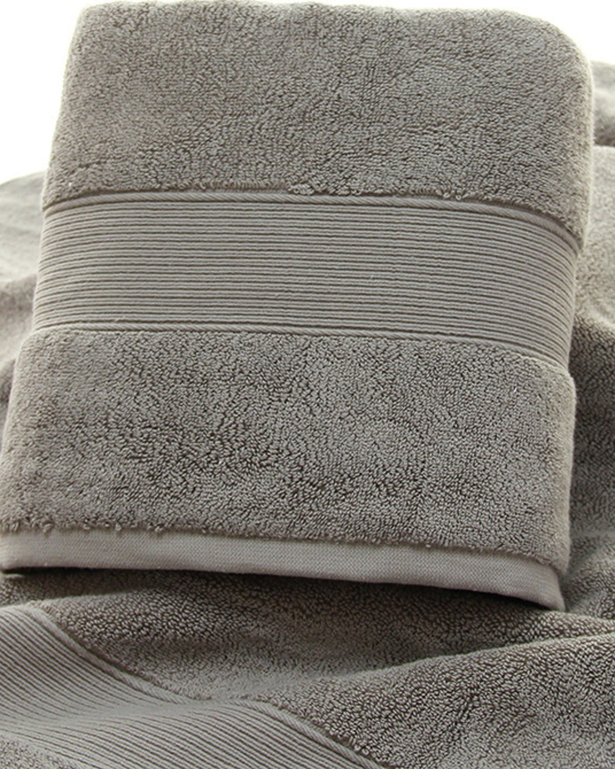 Taupe Cotton Bath Towel in use